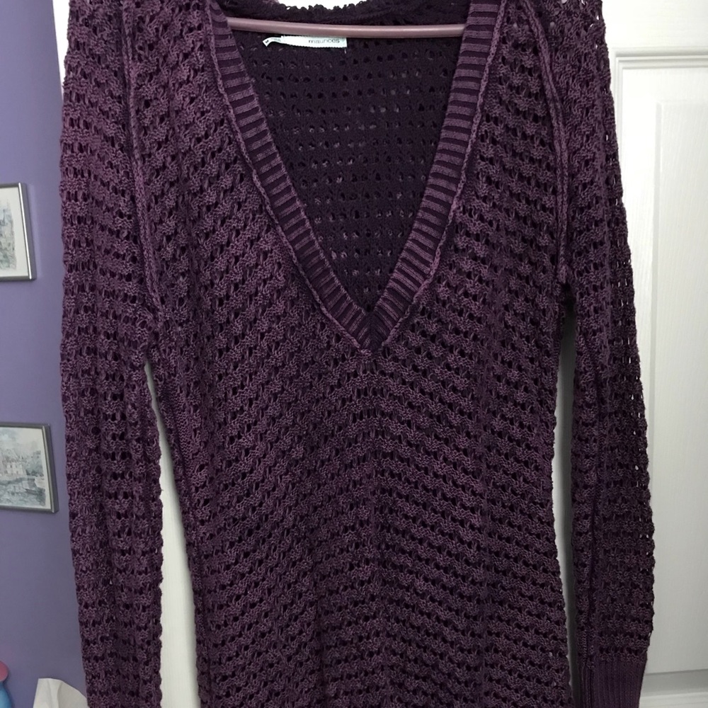 Womens Purple Hooded Pull-over